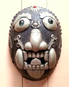 チベタンスカル 木製マスク 木彫り オブジェ 民族美術 ビンテージ アートピース チベタンスカル 木製マスク 木彫り オブジェ 民族美術 ビンテージ