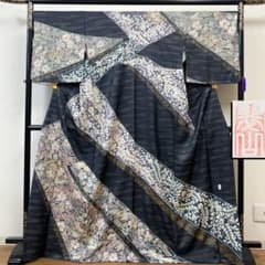 桐屋 翠山工房 夢幻辻ヶ花 絞り 銀通し 訪問着 未使用品 正絹 共八掛