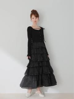 mmeeme Lily dot tiered frill skirtのサムネイル