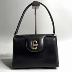 【美品】オールドグッチ オールレザー ショルダーバッグ ターンロック ブラック GUCCI オールドグッチ レザー ターンロック レザー ワンショルダー