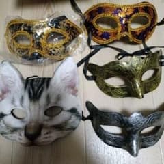 5枚セット ベネチアンマスク4枚+猫マスク　仮面　ハロウィンのサムネイル