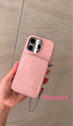 鈴木亜美さん iPhone14ケース ピンク レザー調ケース ポーチ付き