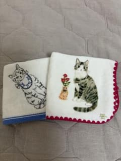 猫の刺繍タオルハンカチ2枚セットのサムネイル