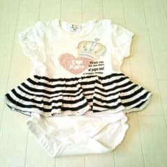 I♥PaPa＆Mama可愛いプリント＆ボーダーフリルワンピース♥ロンパースのサムネイル