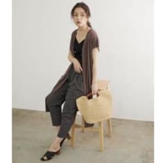 ロングカーディガン ワンピース ジレ ブラウン UVカットのサムネイル