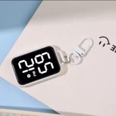 懐中時計 キーホルダー LED デジタル 電子時計 吊り時計 かばん ホワイトのサムネイル