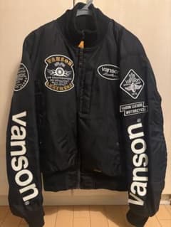 VANSON バイクジャケット 刺繍ワッペン Lサイズ 背中肘パット付