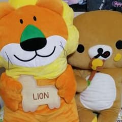 리락쿠마 거대 54cm 타베코 도부츠 사자 59cm 봉제 인형