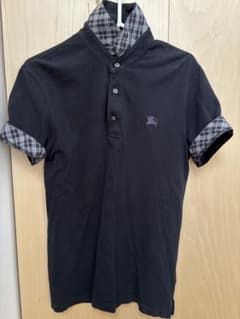 m-kun.19 BURBERRY ブラック チェック切替 ポロシャツ 正規品 Burberry ブラック ポロシャツ チェック柄襟 - メルカリ