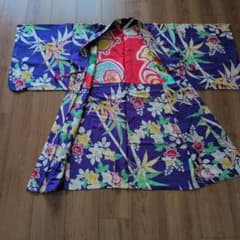 羽織 紫色 花柄 竹柄 裏地付きのサムネイル