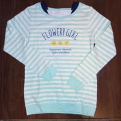 美品★大人も着れるキッズ165長袖トレーナー細身レディースSボーダー柄スウェットのサムネイル