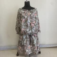 PARIGOT Long-Sleeve Tunic, Floral Print, Green, Size M