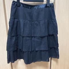 ロペピクニック⭐︎ドット柄 ティアードスカート 膝丈 ブラックのサムネイル
