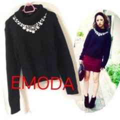 EMODA ビジュー タートルネック ニット ブラックのサムネイル