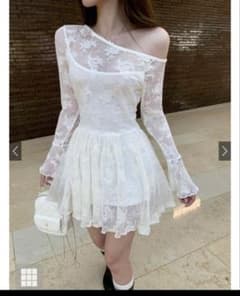 a*様 GRL ワンショルダー花柄レース フレア ミニワンピース【ks048】のサムネイル