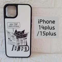 iPhone14 Plus/15 Plus 스마트 폰 케이스 고양이 화이트 커버