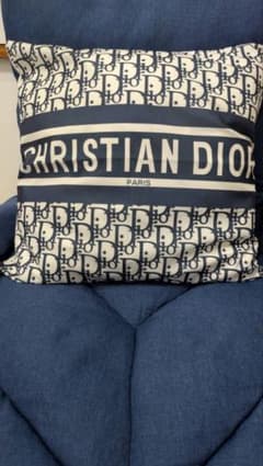 Christian Dior クッションカバー オブリーク ロゴ柄、ネイビー - メルカリ