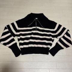 ZARA ハーフジップ ボーダーニット 長袖 Mのサムネイル