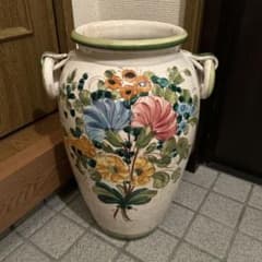 陶器製 傘立て 花柄 ハンドル付き - メルカリ