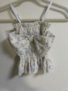 花柄リボンフリルキャミソール 薄紫のサムネイル
