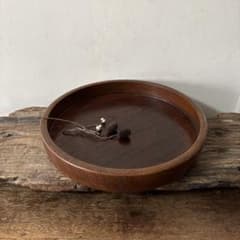 木地盆　丸盆　栗盆　くり抜き盆　骨董　アンティーク　 茶懐石　古美術　酒器　李朝 味の良い丸盆 その12丸盆 くりぬき盆 木地盆 アンティーク 古道具検:李