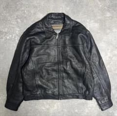 み*ん様 80s 90s vintage レザージャケット 本革 短丈 黒色　yのサムネイル