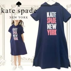 kate spade 半袖ワンピース ラメロゴ ネイビー 150 - メルカリ