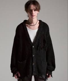 GRANCY ダメージデザインブークレニットカーディガン ブラック Lサイズのサムネイル