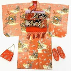 【昭和レトロ】七五三　7歳女の子　セット　小袖　サーモンピンク　5758 昭和レトロ】七五三 7歳女の子 セット 小袖 サーモンピンク 5758