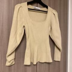 ZARA ザラ ペプラム ニット スクエアネック Sのサムネイル