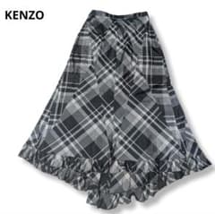 KENZO チェック柄フレアスカート 36 シルク製 - メルカリ