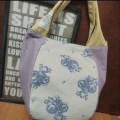 ハンドメイドバックコットンリネンおっきなころりんバック♡検索デニム