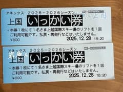上越国際スキー場 いっかい券 2025-2026 2枚のサムネイル