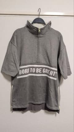 ハーフジップ 半袖Tシャツ グレーのサムネイル
