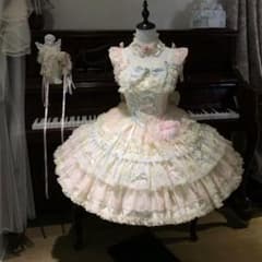 ロリータ ピンクホワイト パールレース JSK チョーカー付き 甘ロリのサムネイル