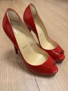 Christian Louboutin 赤 オープントゥ ハイヒール37.5のサムネイル