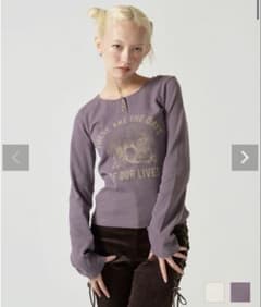 tina:jojun QUEENヘンリーネックTシャツ グレーパープルのサムネイル
