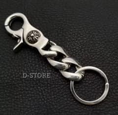 クラシックキーチェーン キーリング クロス ショート ダガー クロム