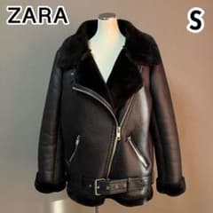 ZARA フェイクムートンファーダブルライダースジャケット S アウター