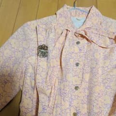 昭和レトロ　古着　ヴィンテージ　花柄 長袖ワンピース 　ボウタイ　ベルト付きのサムネイル