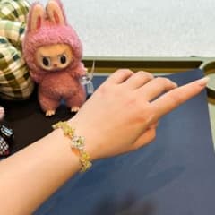 スワロフスキー風クリスタル黄色い 花モチーフ ブレスレット手作り15cmのサムネイル