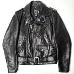 米国製】Schott レザー ライダースジャケット 黒 34 ダブル 牛革