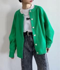 PAGEBOY クリスピードルマンカーディガン　グリーン　緑　ニット