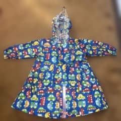 子供用レインコート車青色　収納袋付きのサムネイル