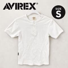 AVIREX アヴィレックス 半袖 ヘンリーネック リブTシャツ 白 Sのサムネイル