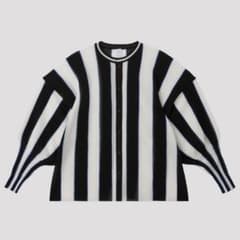 CFCL スタンドカラー シャツ カーディガン ストライプ 長袖 ホワイト 
