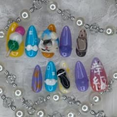 キラキラ ネイルチップ ハンドメイド つけ爪 ♡現品♡ 忍者風のサムネイル