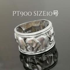 PT900◯象の彫刻リング◯size10号☆シンプルかわいい☆普段使い☆幅広 