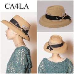 花*花 様　CA4LA 麦わら帽子 リボン エレガント コーム付き 花*花 様 CA4LA 麦わら帽子 リボン エレガント コーム付き - メルカリ