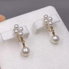 御木本　ミキモト MIKIMOTO K18 アコヤ真珠　ダイヤ付き　イヤリング